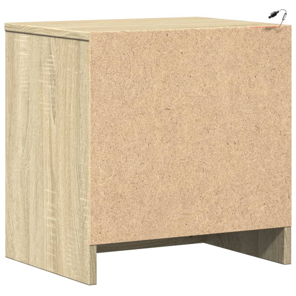 vidaXL Bedside Cabinet with LED Lights Sonoma Oak Engineered Wood