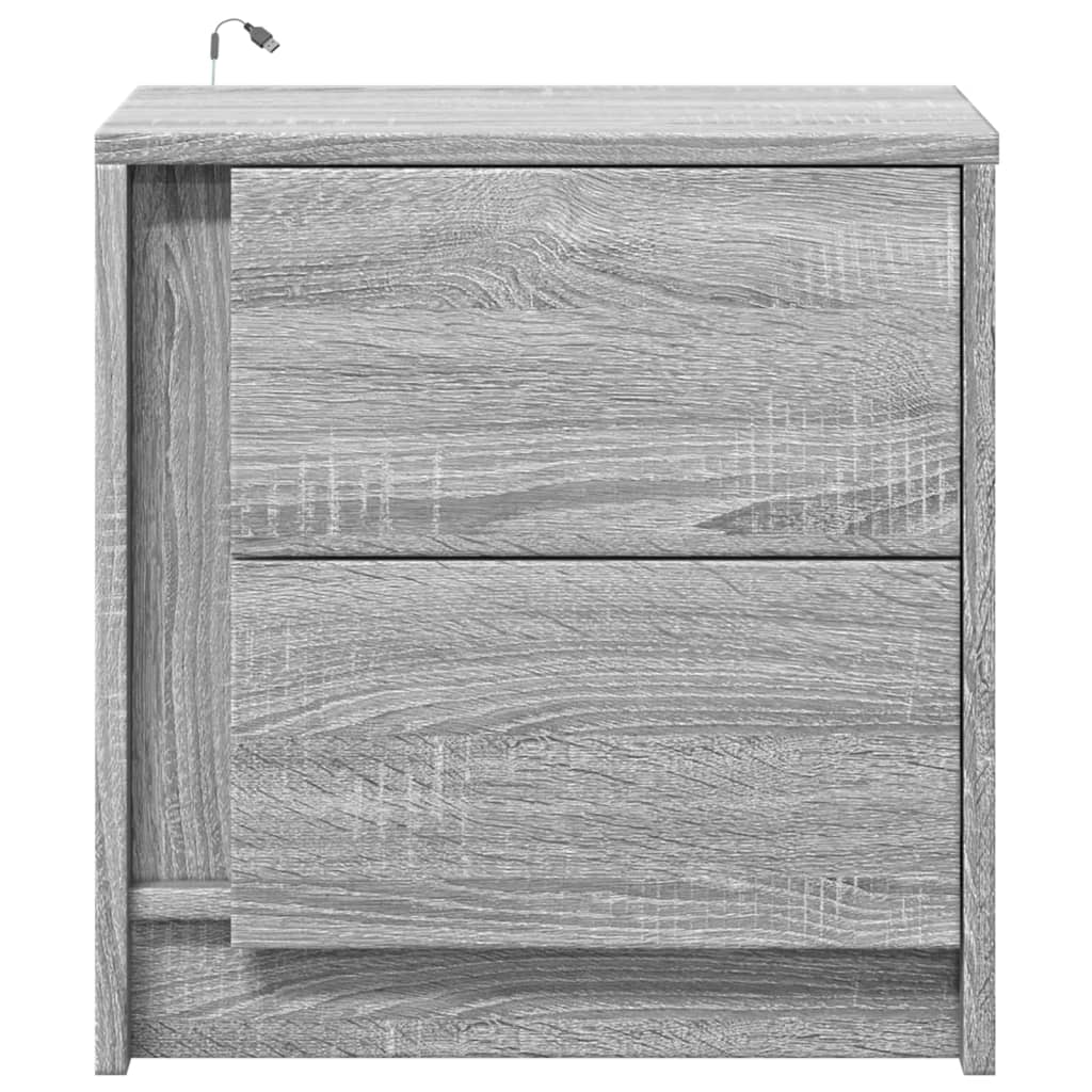 vidaXL Bedside Cabinets with LED Lights 2 pcs Grey Sonoma Engineered Wood
