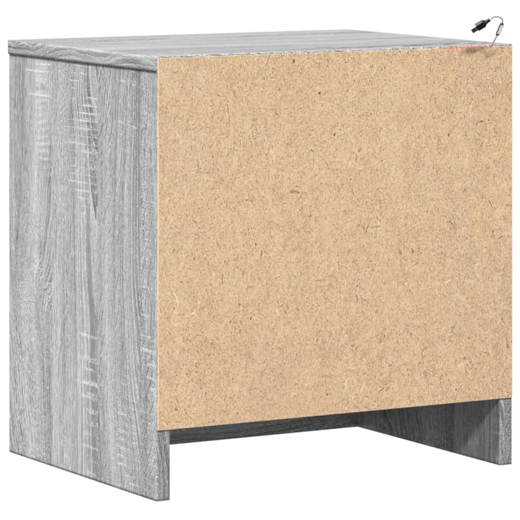 vidaXL Bedside Cabinets with LED Lights 2 pcs Grey Sonoma Engineered Wood