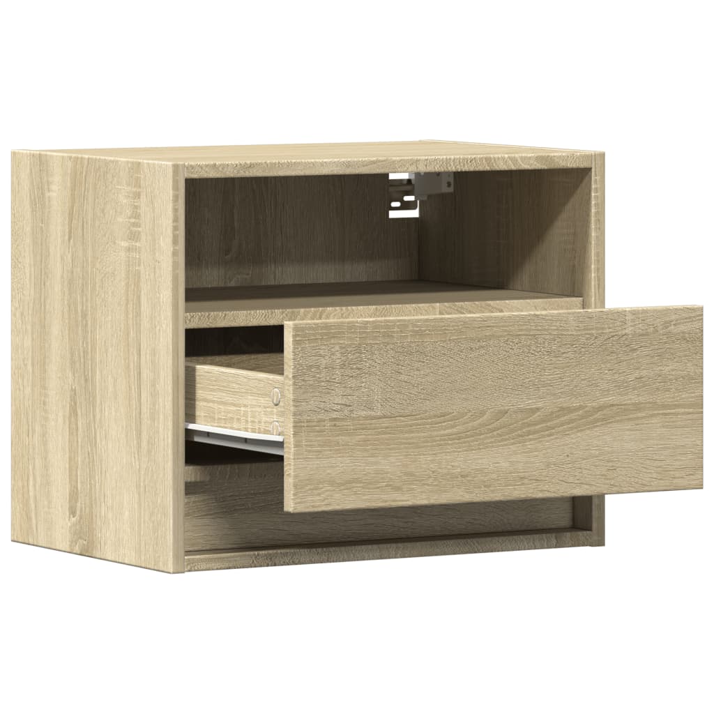 vidaXL Wall-mounted Bedside Cabinets with LED Lights 2 pcs Sonoma Oak