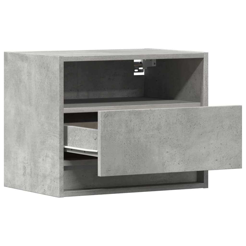 vidaXL Wall-mounted Bedside Cabinets with LED Lights 2 pcs Concrete Grey