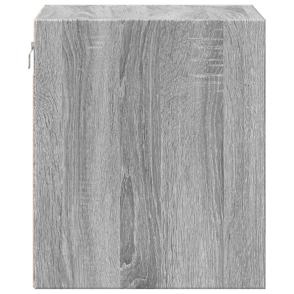 vidaXL Wall-mounted Bedside Cabinets with LED Lights 2 pcs Grey Sonoma