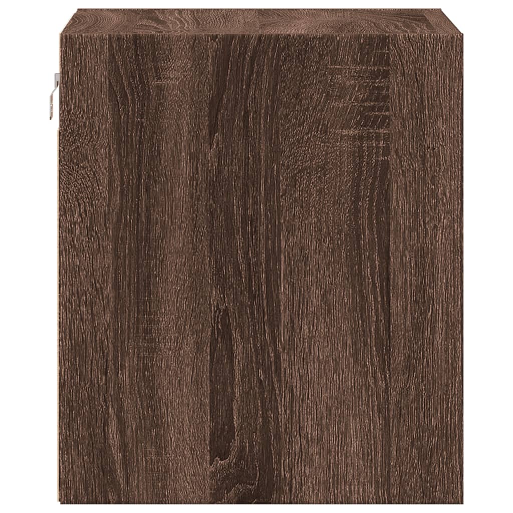 vidaXL Wall-mounted Bedside Cabinets with LED Lights 2 pcs Brown Oak