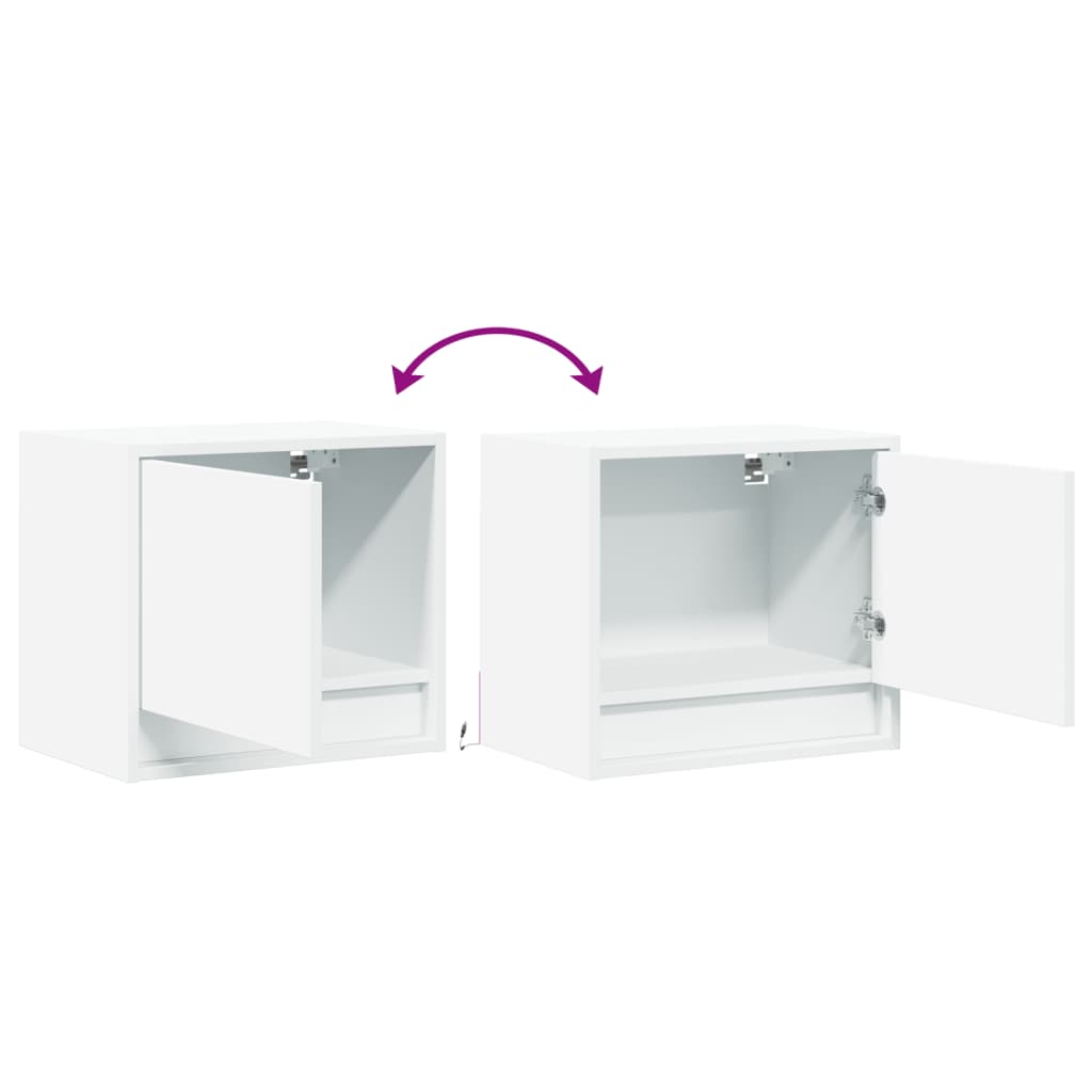 vidaXL Wall-mounted Bedside Cabinets with LED Lights 2 pcs White