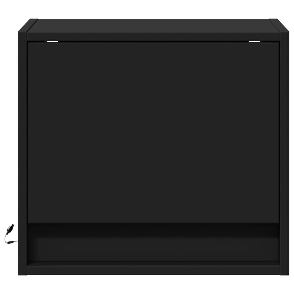 vidaXL Wall-mounted Bedside Cabinets with LED Lights 2 pcs Black