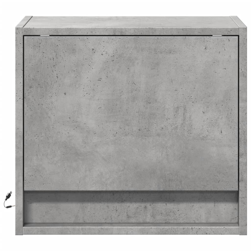 Wall-mounted Bedside Cabinets with LED 2 pcs Concrete Grey