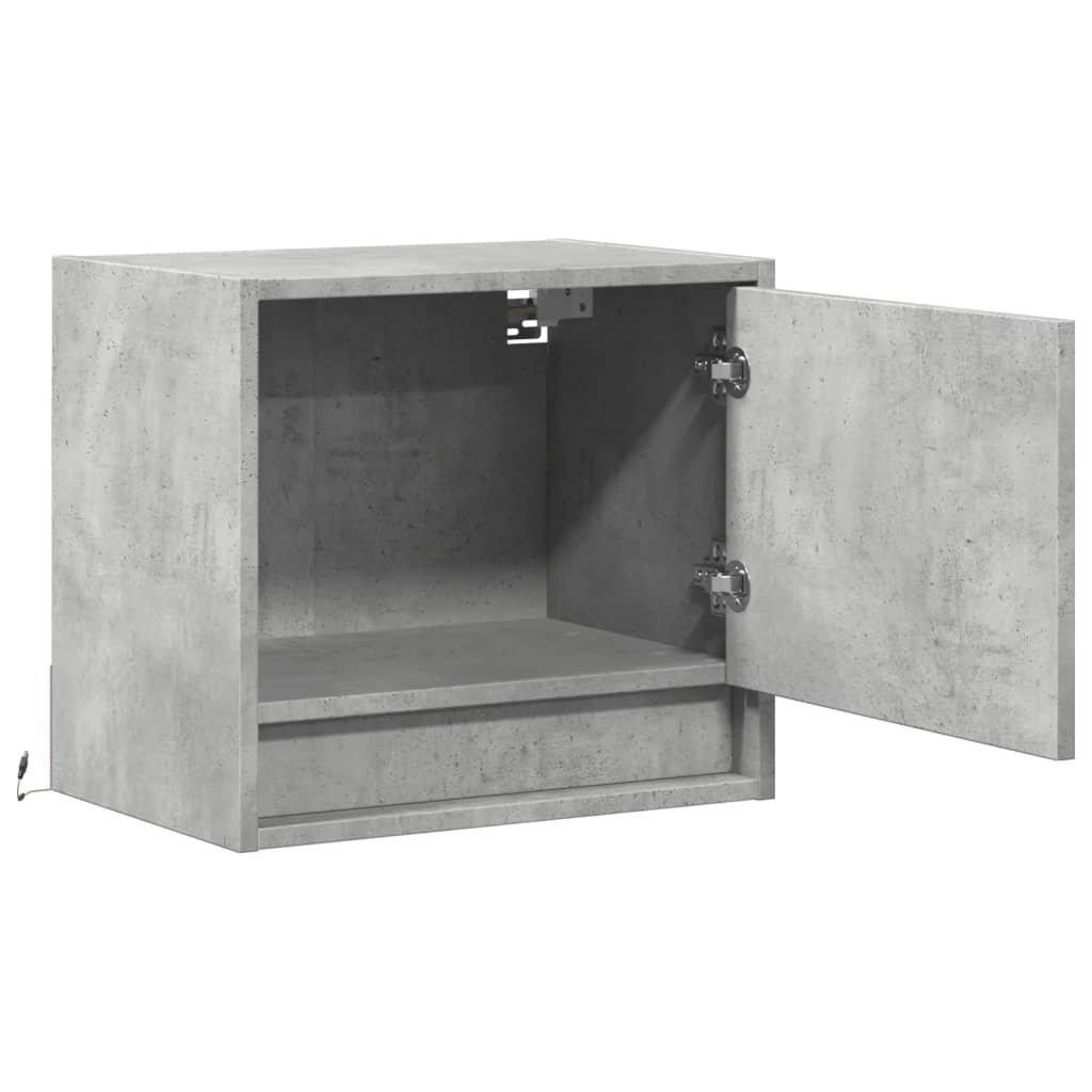 Wall-mounted Bedside Cabinets with LED 2 pcs Concrete Grey