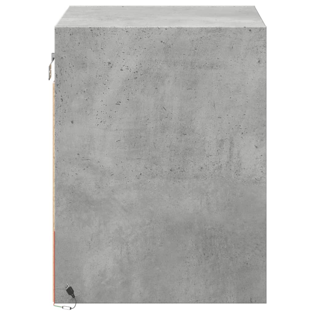 Wall-mounted Bedside Cabinets with LED 2 pcs Concrete Grey