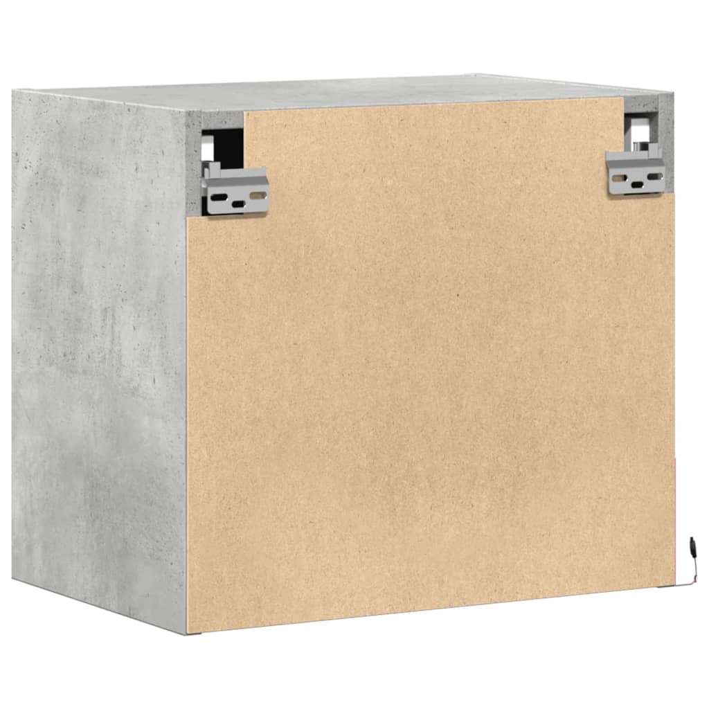Wall-mounted Bedside Cabinets with LED 2 pcs Concrete Grey