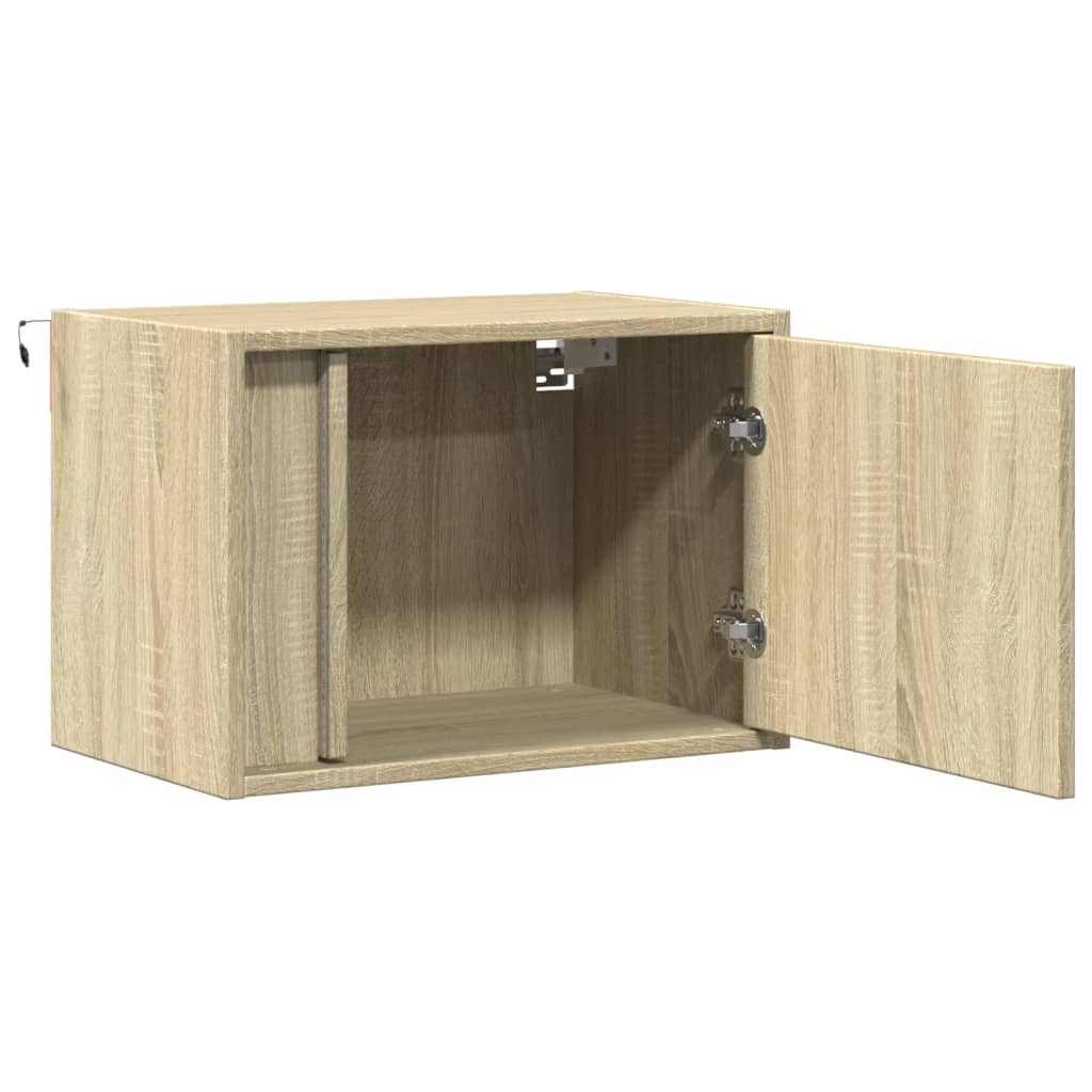 vidaXL Wall-mounted Bedside Cabinets with LED Lights 2 pcs Sonoma Oak