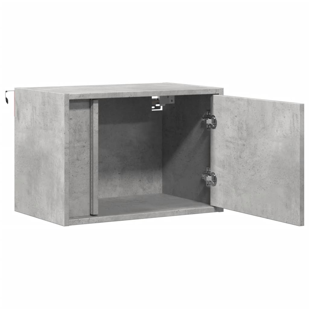Wall-mounted Bedside Cabinets with LED 2 pcs Concrete Grey