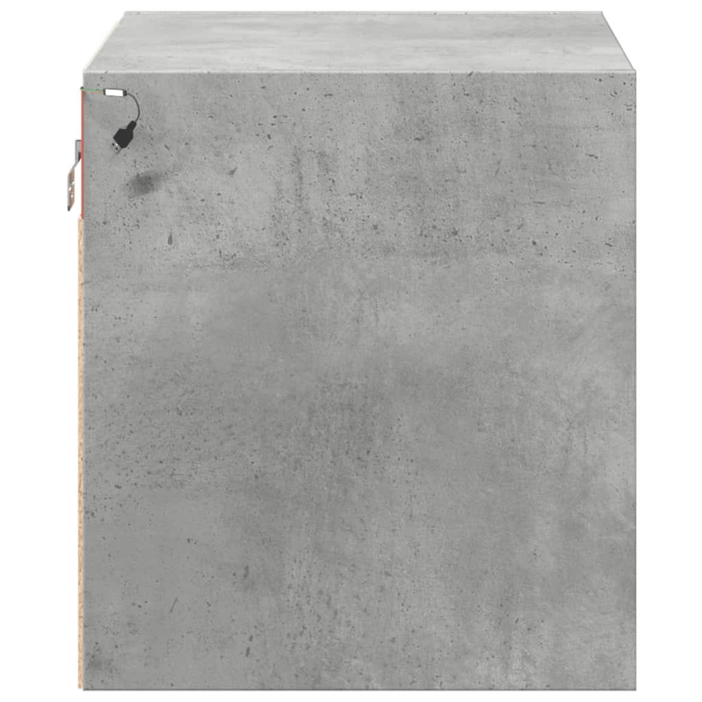 Wall-mounted Bedside Cabinets with LED 2 pcs Concrete Grey