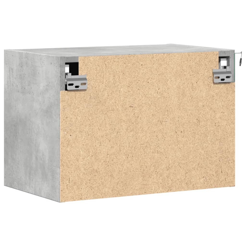 Wall-mounted Bedside Cabinets with LED 2 pcs Concrete Grey