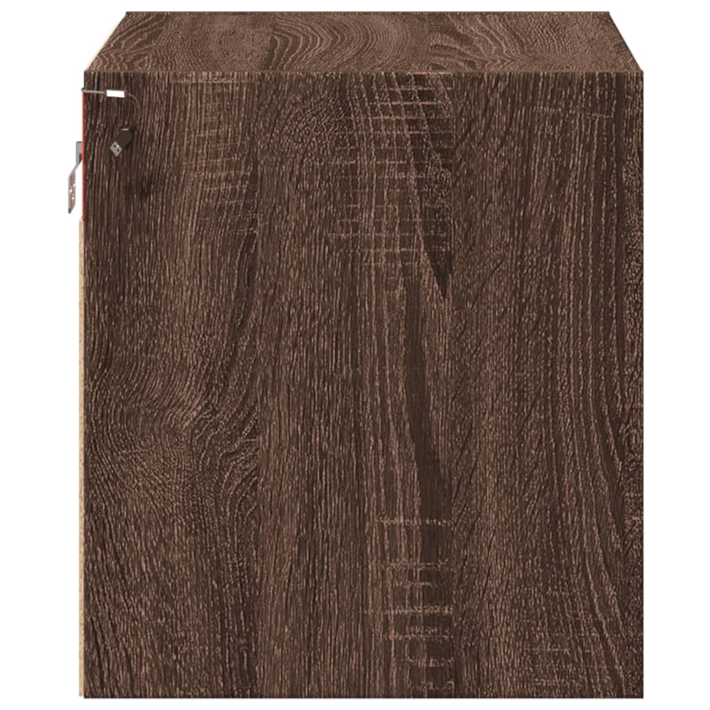 vidaXL Wall-mounted Bedside Cabinets with LED Lights 2 pcs Brown Oak