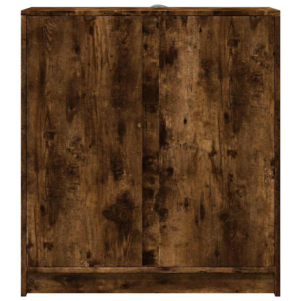 Sideboard with LED Smoked Oak 77x34x85 cm Engineered Wood