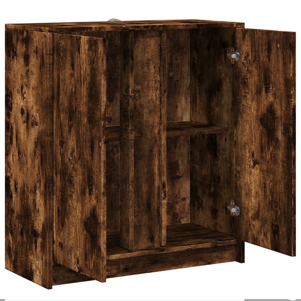 Sideboard with LED Smoked Oak 77x34x85 cm Engineered Wood