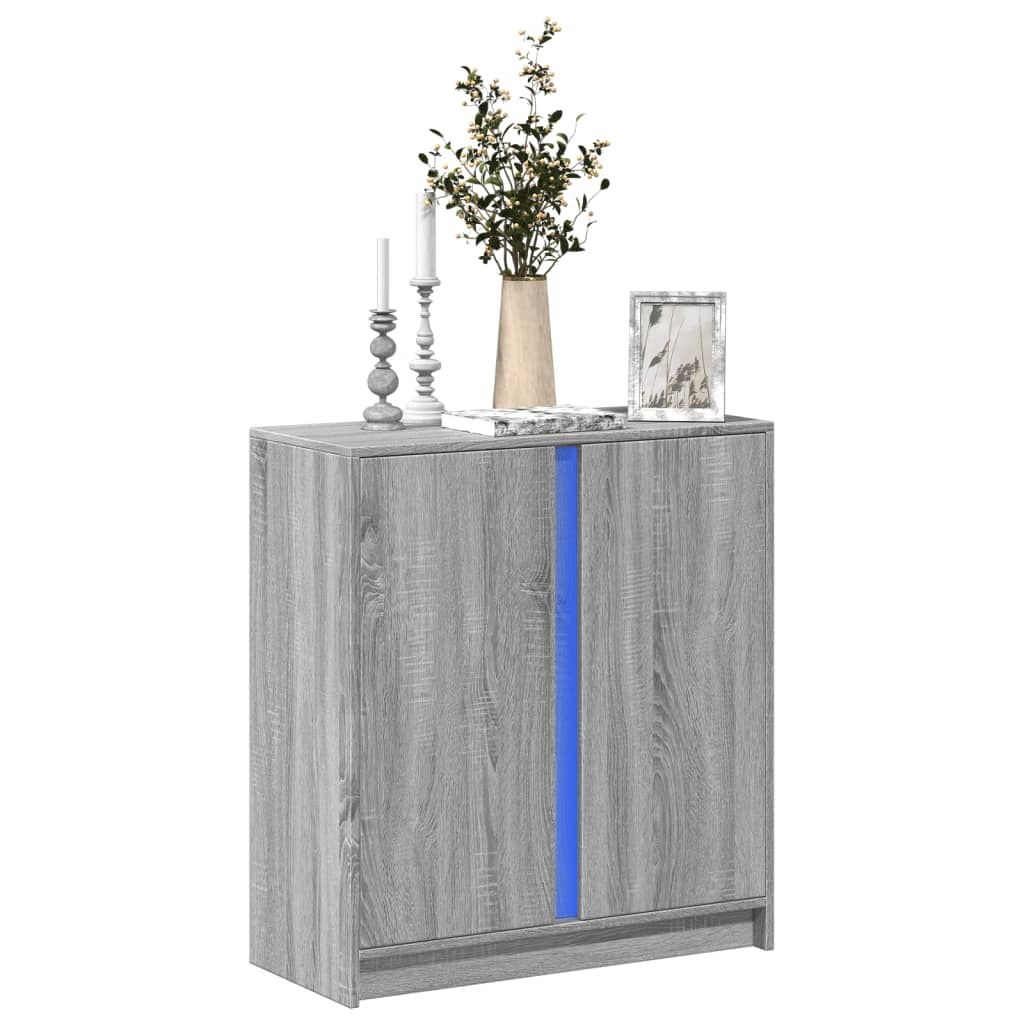 vidaXL Sideboard with LED Grey Sonoma 77x34x85 cm Engineered Wood