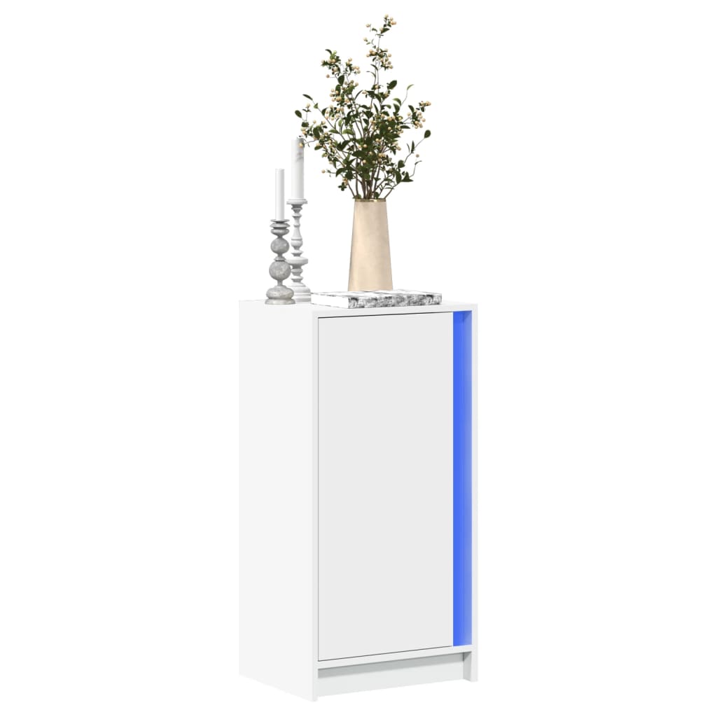 Sideboard with LED White 42,5x34x85 cm Engineered Wood