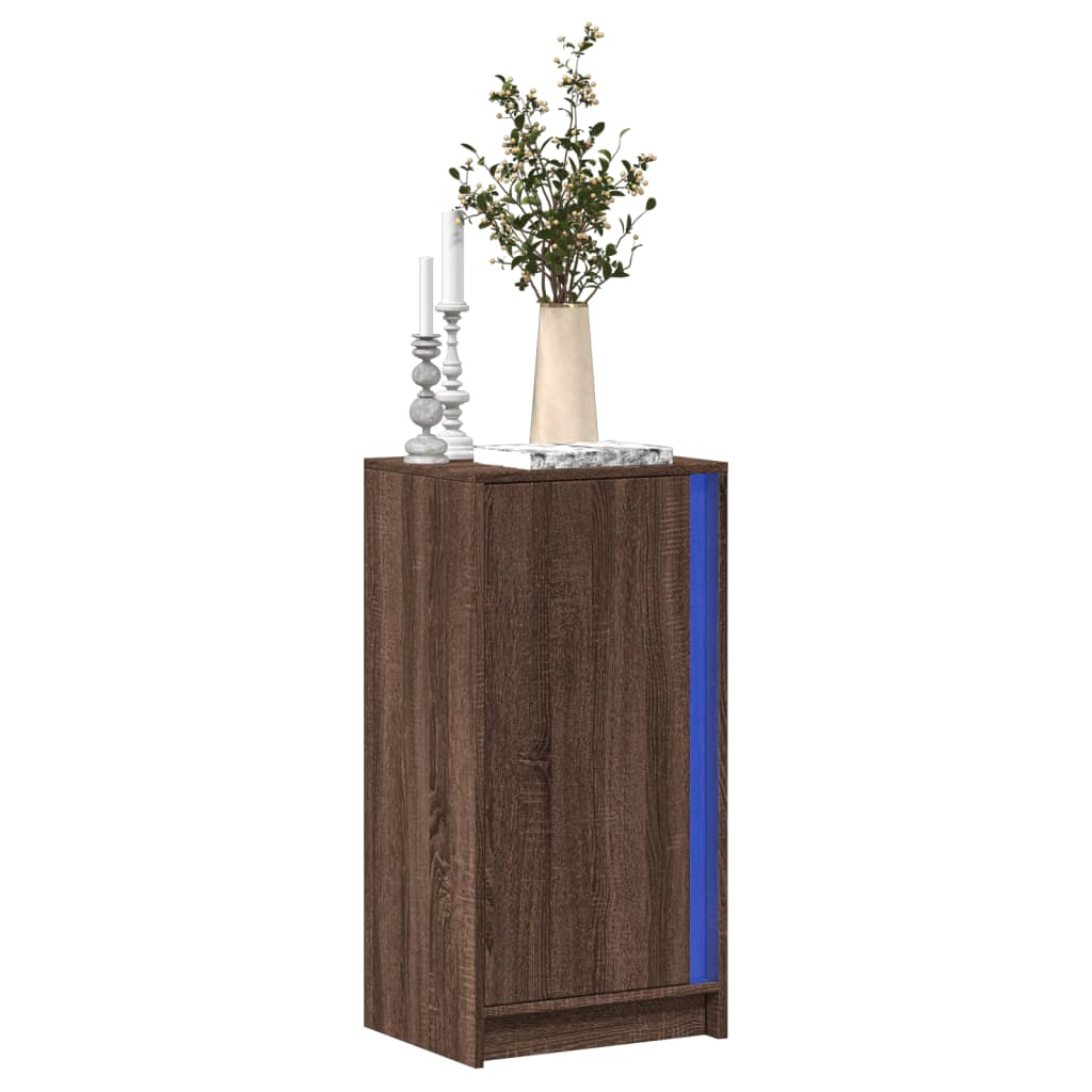 Sideboard with LED Brown Oak 42,5x34x85 cm Engineered Wood