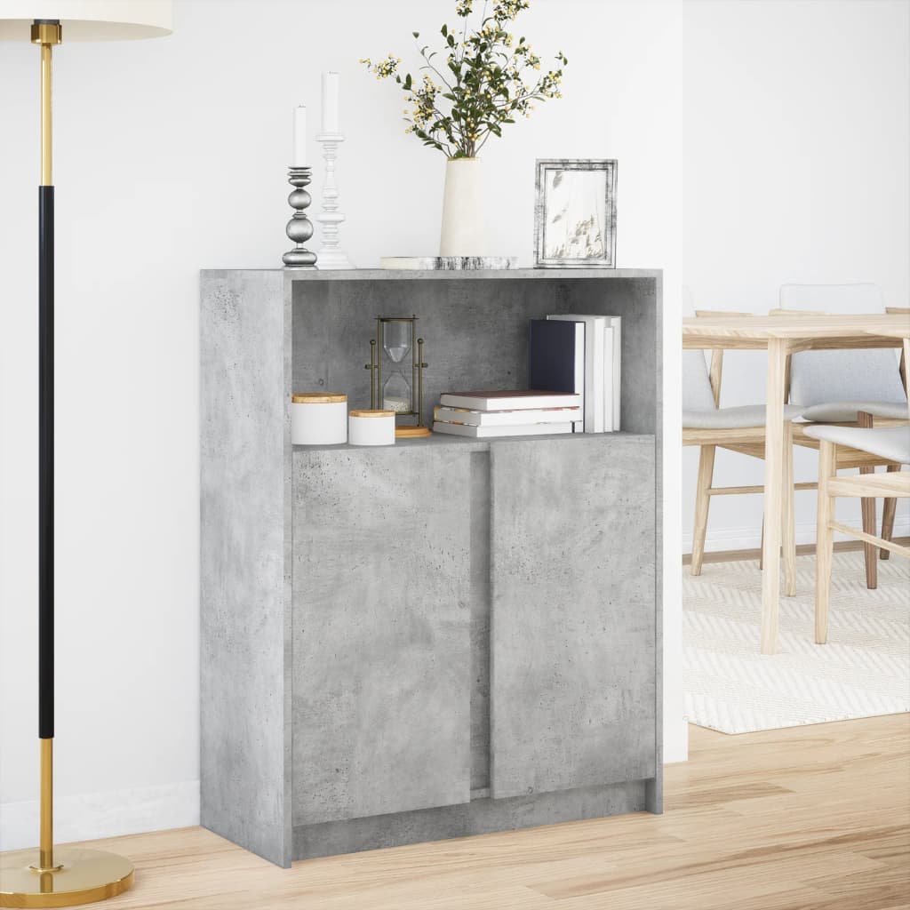 vidaXL Sideboard with LED Concrete Grey 77x34x100 cm Engineered Wood