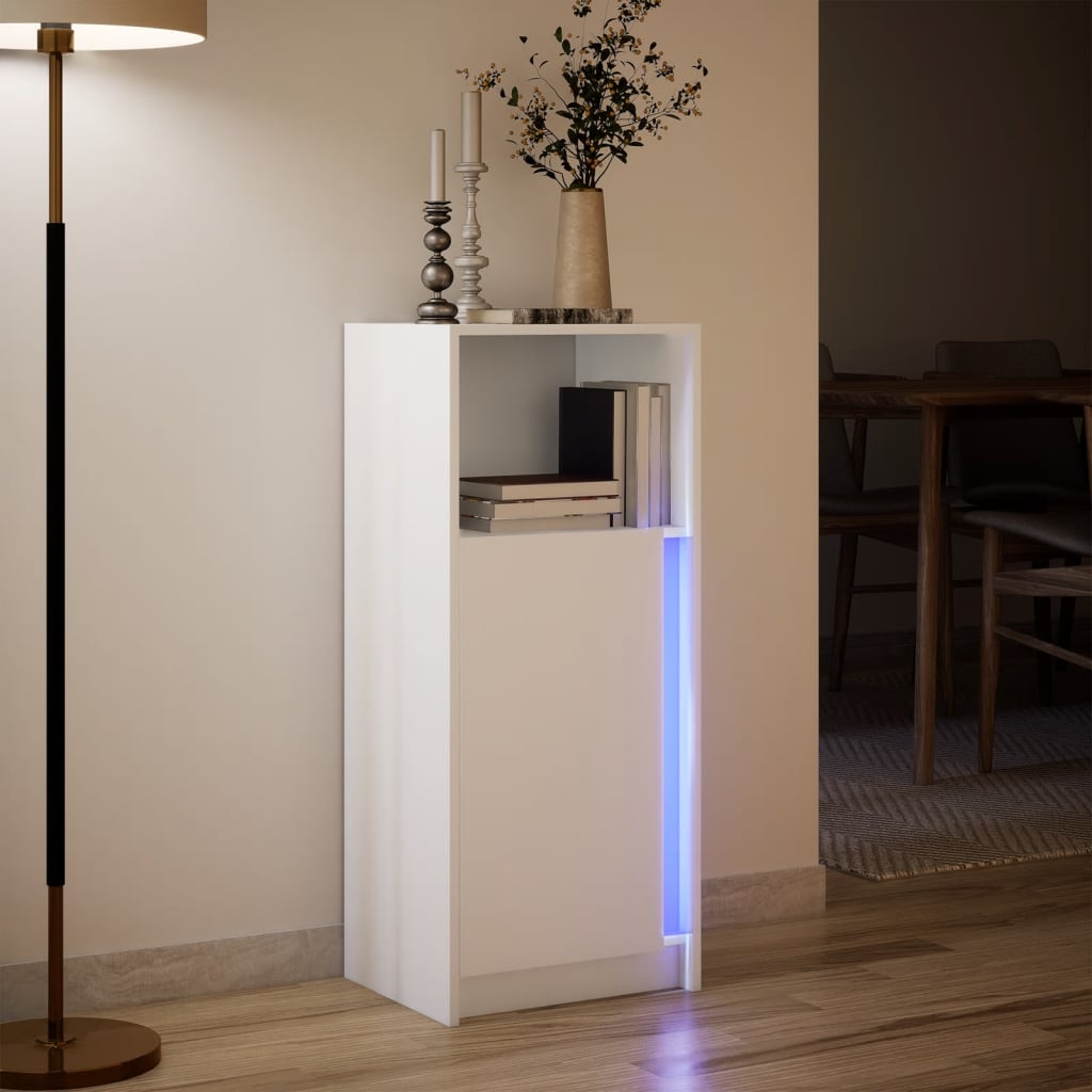 Sideboard with LED White 42,5x34x100 cm Engineered Wood