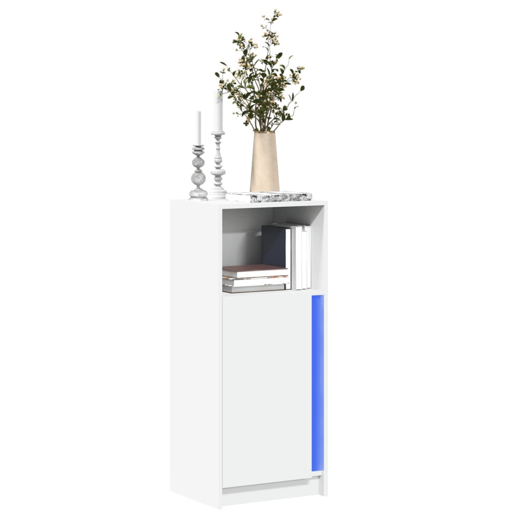 Sideboard with LED White 42,5x34x100 cm Engineered Wood