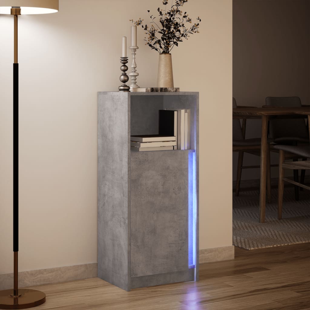 Sideboard with LED Concrete Grey 42,5x34x100 cm Engineered Wood