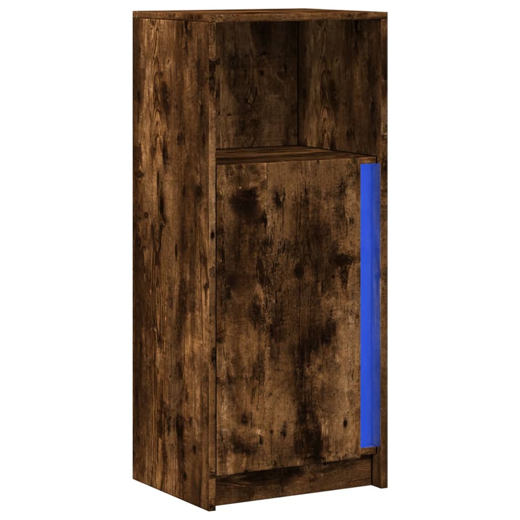 Sideboard with LED Smoked Oak 42.5x34x100 cm Engineered Wood