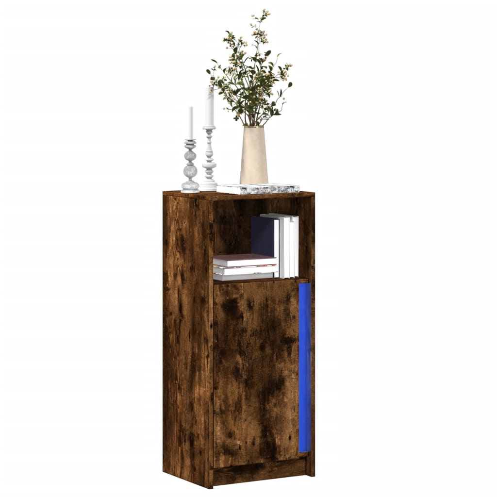 Sideboard with LED Smoked Oak 42,5x34x100 cm Engineered Wood