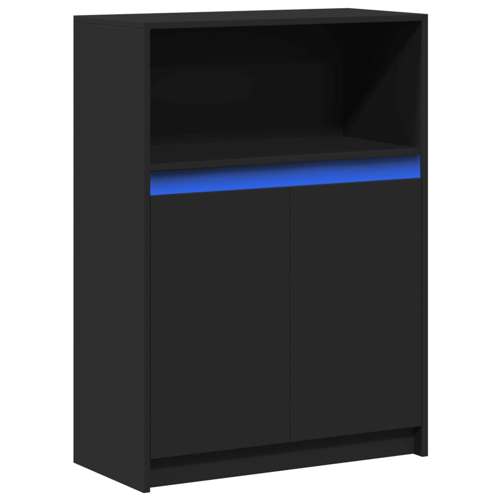 vidaXL Sideboard with LED Black 72x34x100 cm Engineered Wood