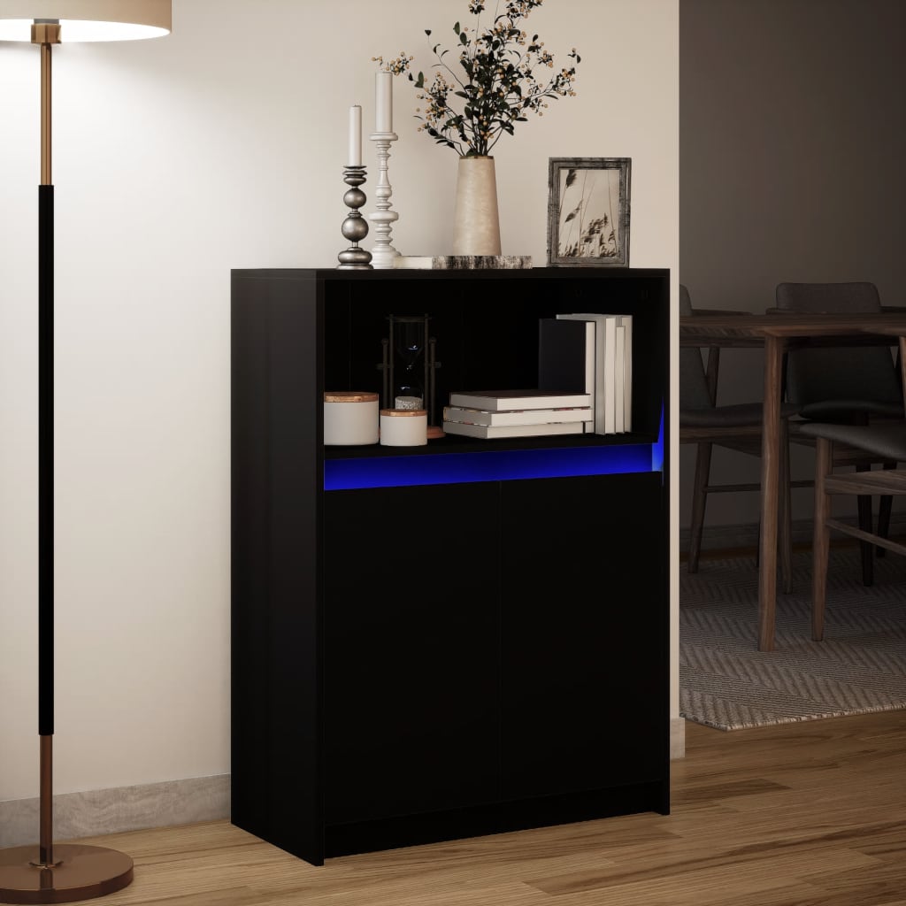 vidaXL Sideboard with LED Black 72x34x100 cm Engineered Wood