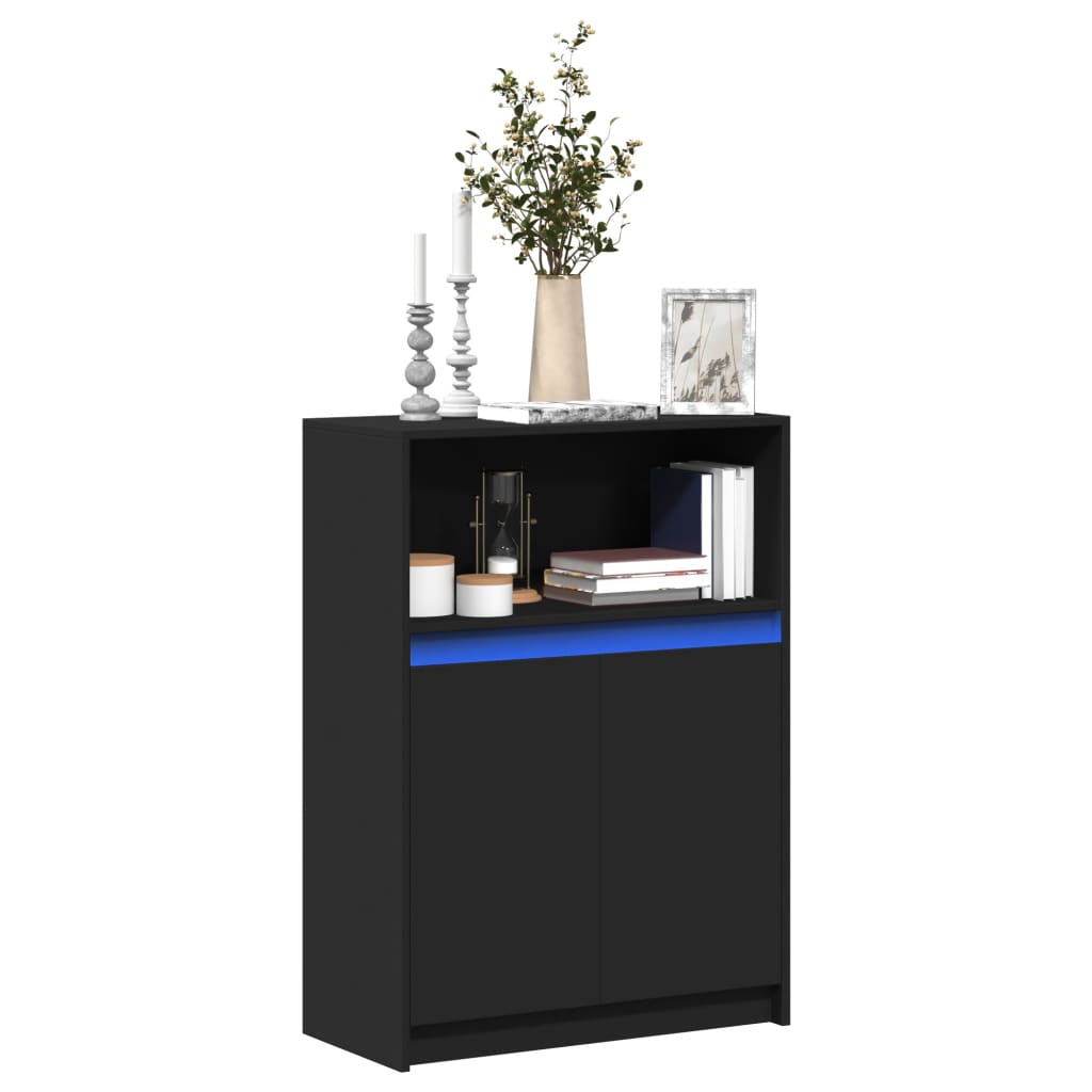 vidaXL Sideboard with LED Black 72x34x100 cm Engineered Wood