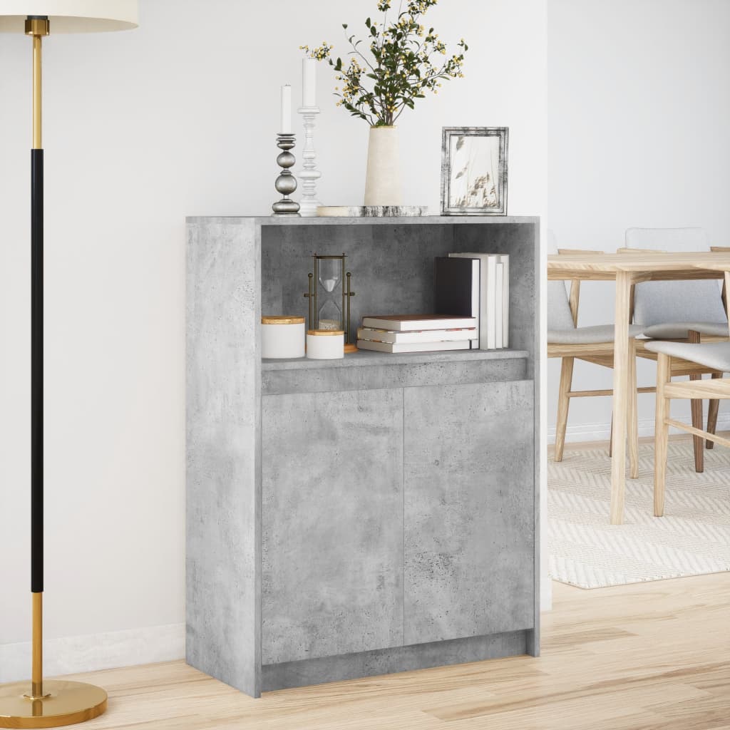 vidaXL Sideboard with LED Concrete Grey 72x34x100 cm Engineered Wood