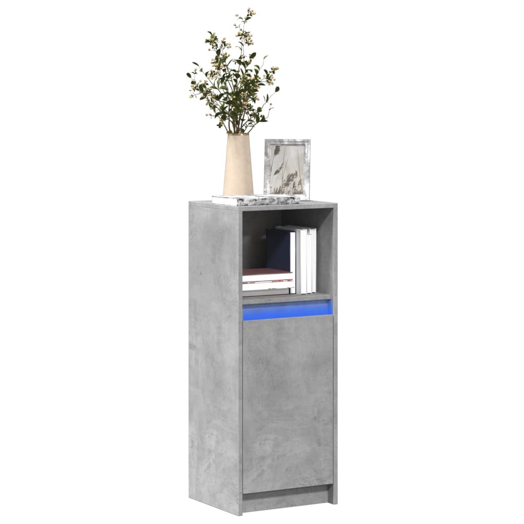 Sideboard with LED Concrete Grey 38x34x100 cm Engineered Wood