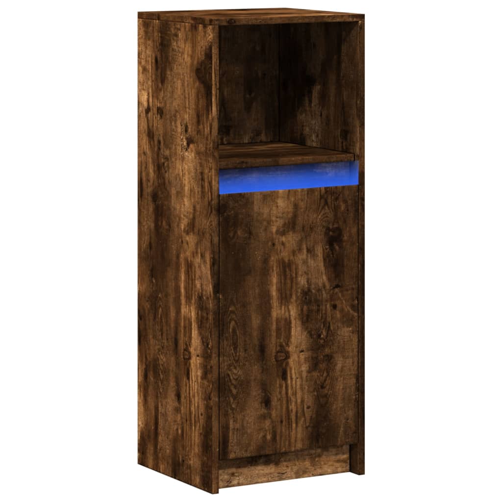 Sideboard with LED Smoked Oak 38x34x100 cm Engineered Wood