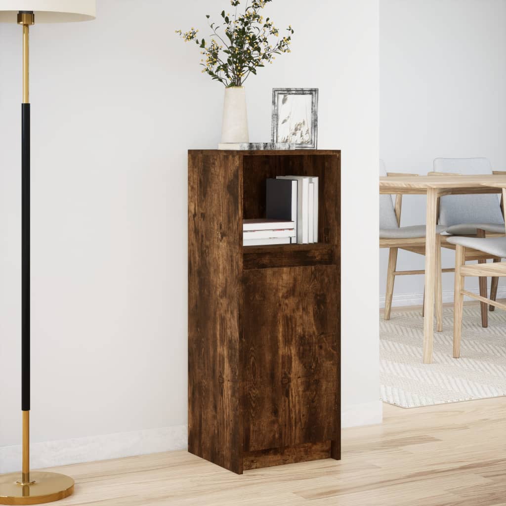 Sideboard with LED Smoked Oak 38x34x100 cm Engineered Wood