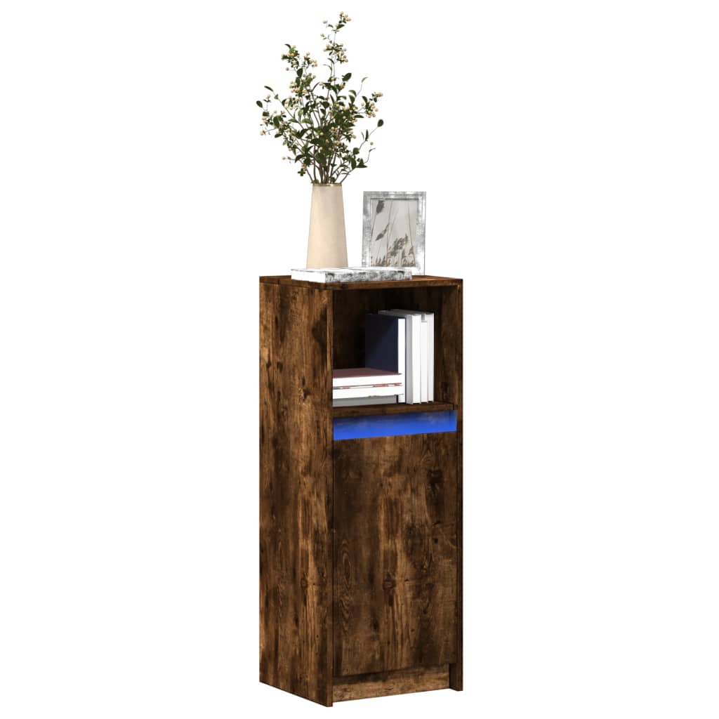 Sideboard with LED Smoked Oak 38x34x100 cm Engineered Wood