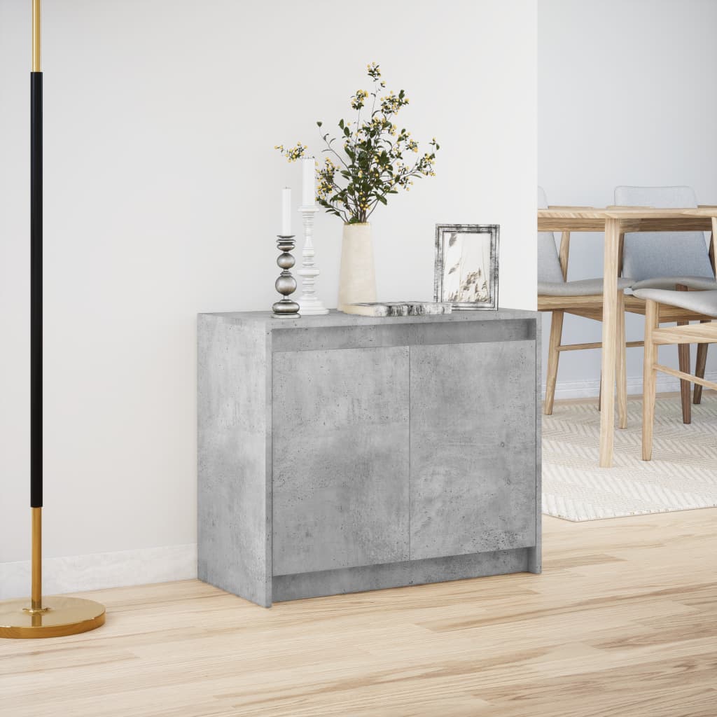 vidaXL Sideboard with LED Concrete Grey 72x34x61 cm Engineered Wood