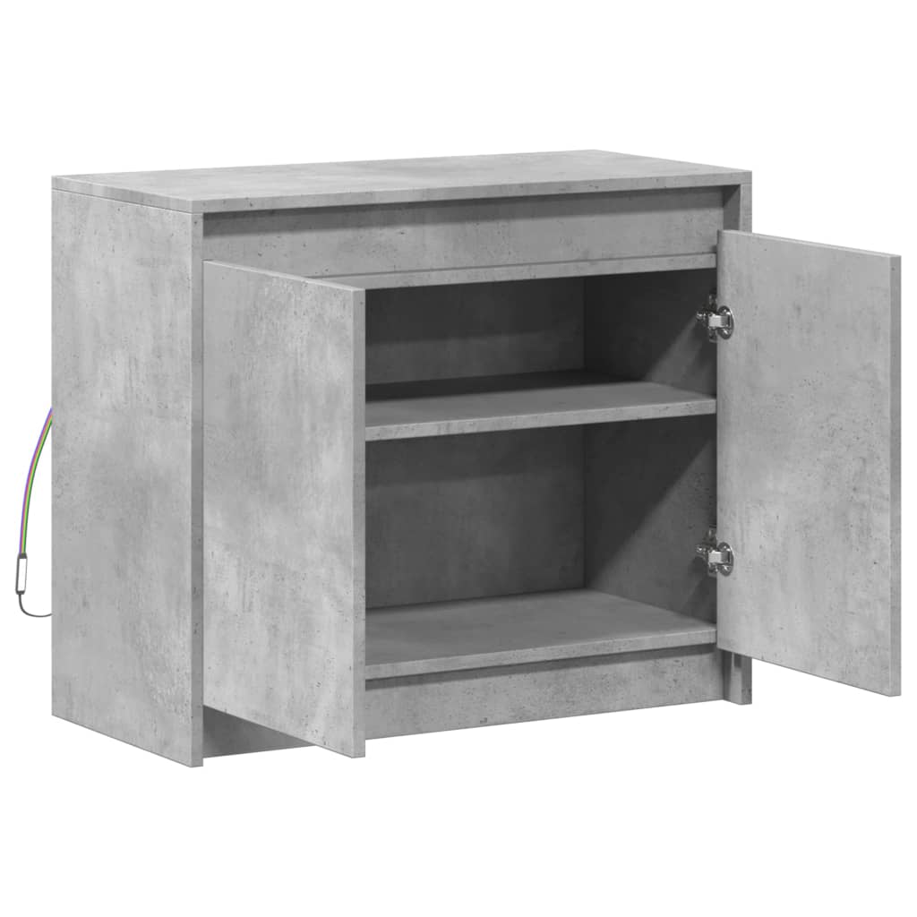 vidaXL Sideboard with LED Concrete Grey 72x34x61 cm Engineered Wood