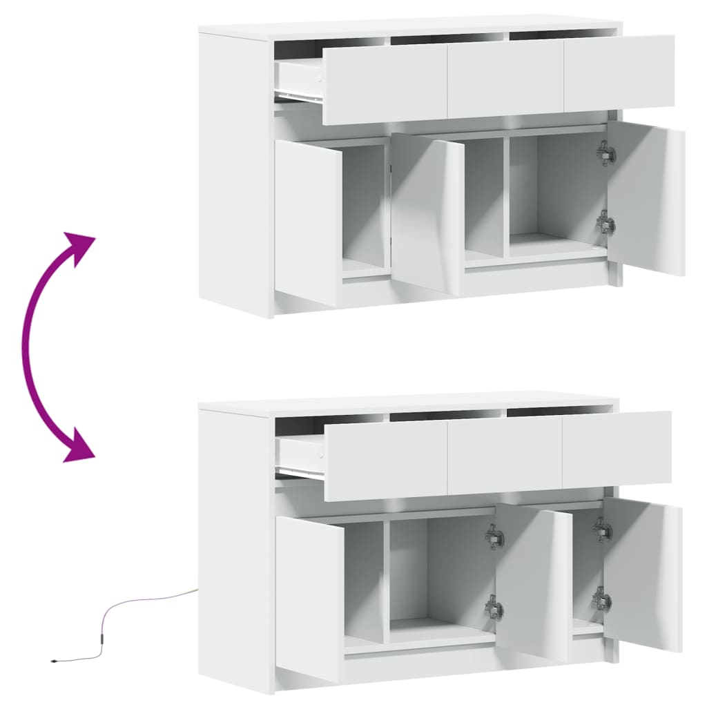 vidaXL TV Cabinet with LED White 91x34x61 cm Engineered Wood