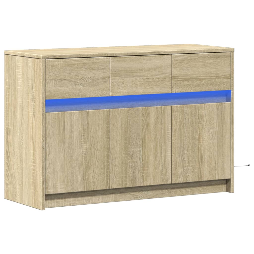 vidaXL TV Cabinet with LED Sonoma Oak 91x34x61 cm Engineered Wood