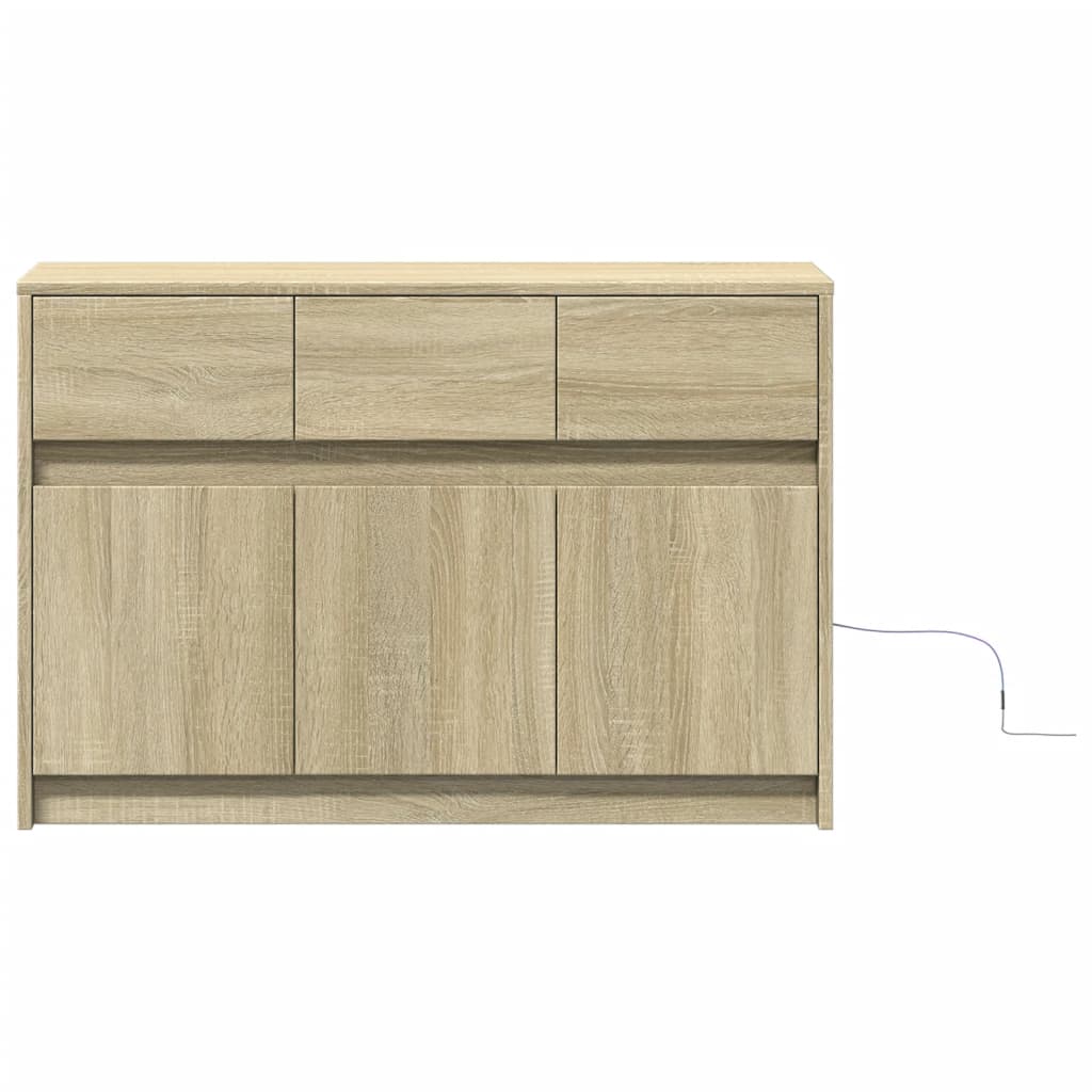 vidaXL TV Cabinet with LED Sonoma Oak 91x34x61 cm Engineered Wood