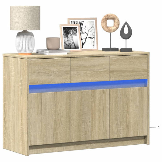 vidaXL TV Cabinet with LED Sonoma Oak 91x34x61 cm Engineered Wood