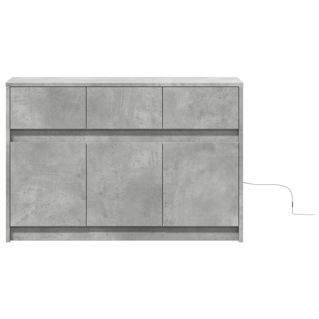 vidaXL TV Cabinet with LED Concrete Grey 91x34x61 cm Engineered Wood