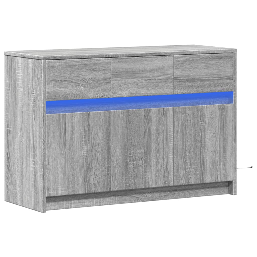 vidaXL TV Cabinet with LED Grey Sonoma 91x34x61 cm Engineered Wood