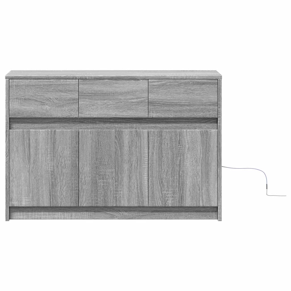 vidaXL TV Cabinet with LED Grey Sonoma 91x34x61 cm Engineered Wood