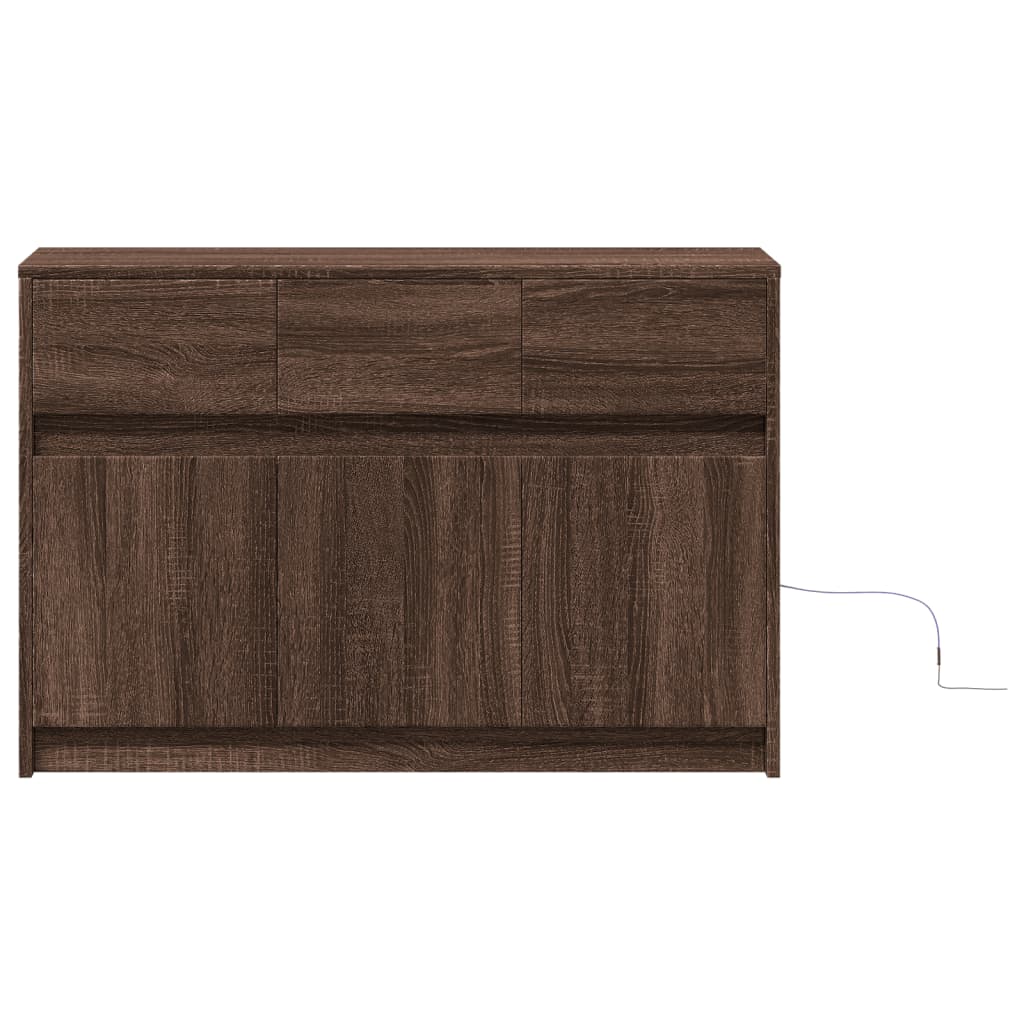 vidaXL TV Cabinet with LED Brown Oak 91x34x61 cm Engineered Wood