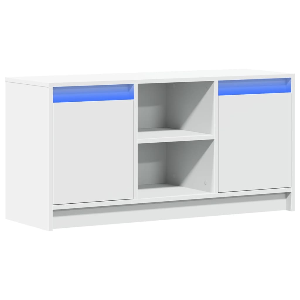 vidaXL TV Cabinet with LED White 100x34x50 cm Engineered Wood