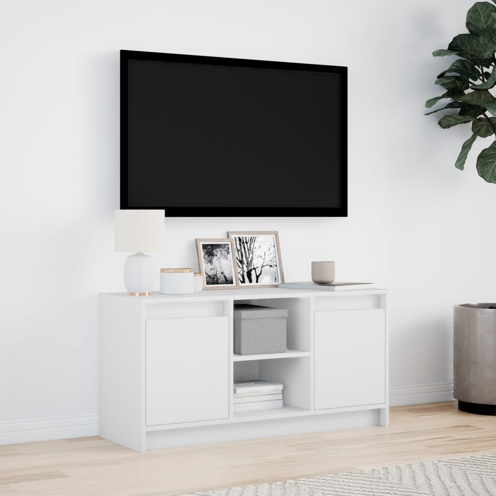 vidaXL TV Cabinet with LED White 100x34x50 cm Engineered Wood