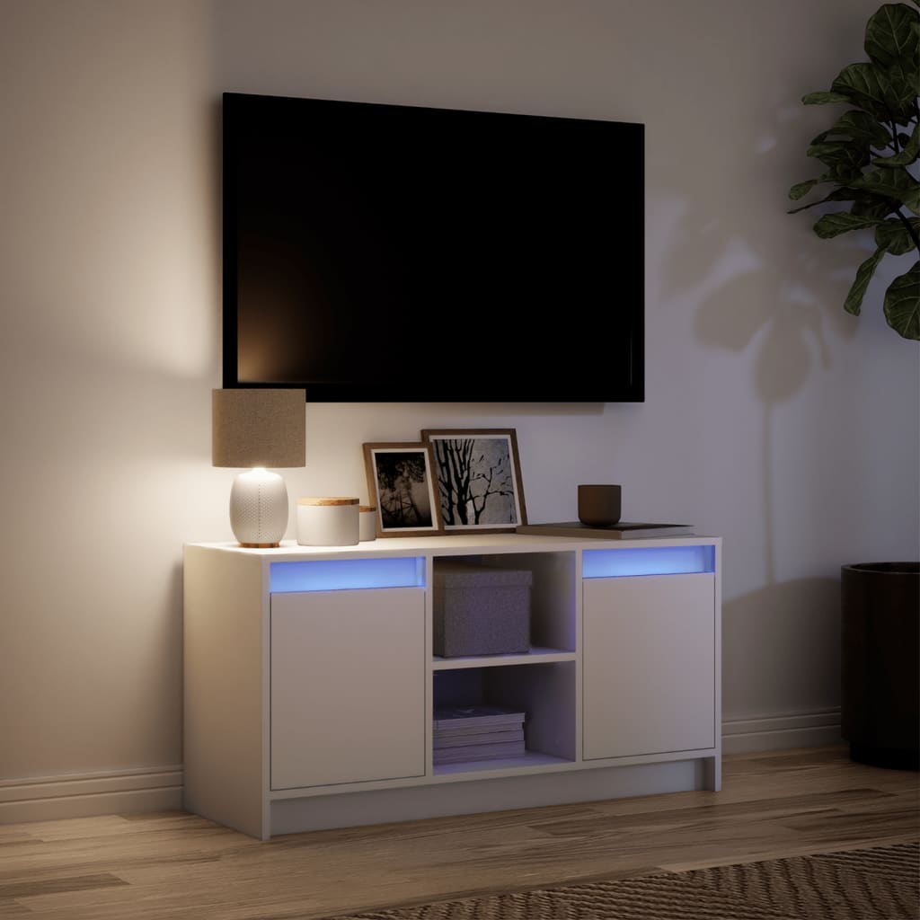 vidaXL TV Cabinet with LED White 100x34x50 cm Engineered Wood